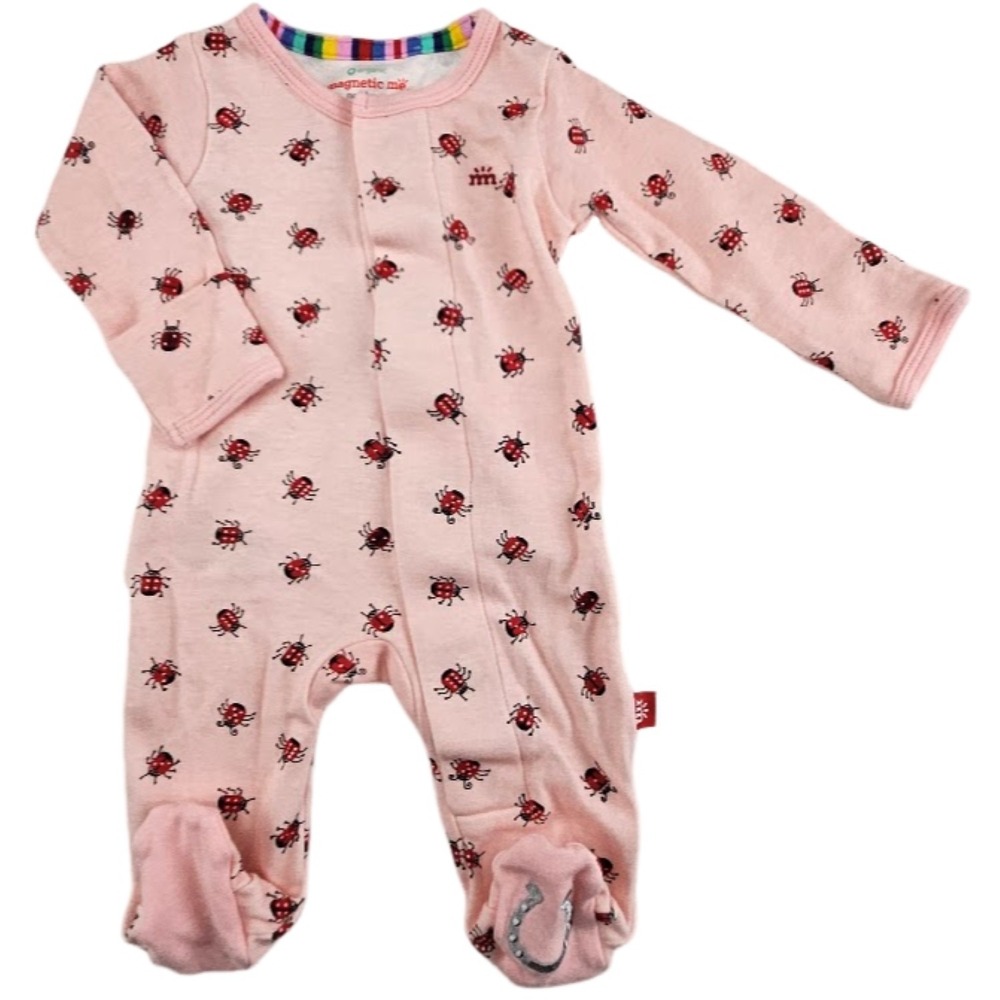 Magnetic Me Newborn Baby Girl Pink Ladybug Footed Sleeper 5-8 Lbs Cotton NEW